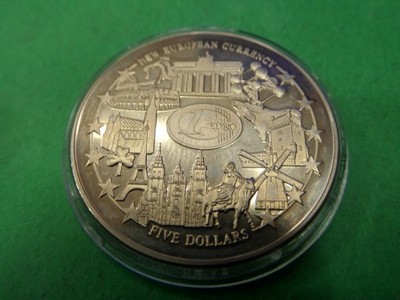 Liberia - 2002r. 5 dolarów - nowa europejska walut
