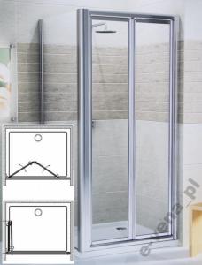 Drzwi prysznicowe wnękowe 100 cm ŁAMANE - SKŁADANE