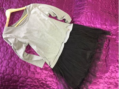 Sukienka tunika tiul tiulowa szara bawełniana L XL
