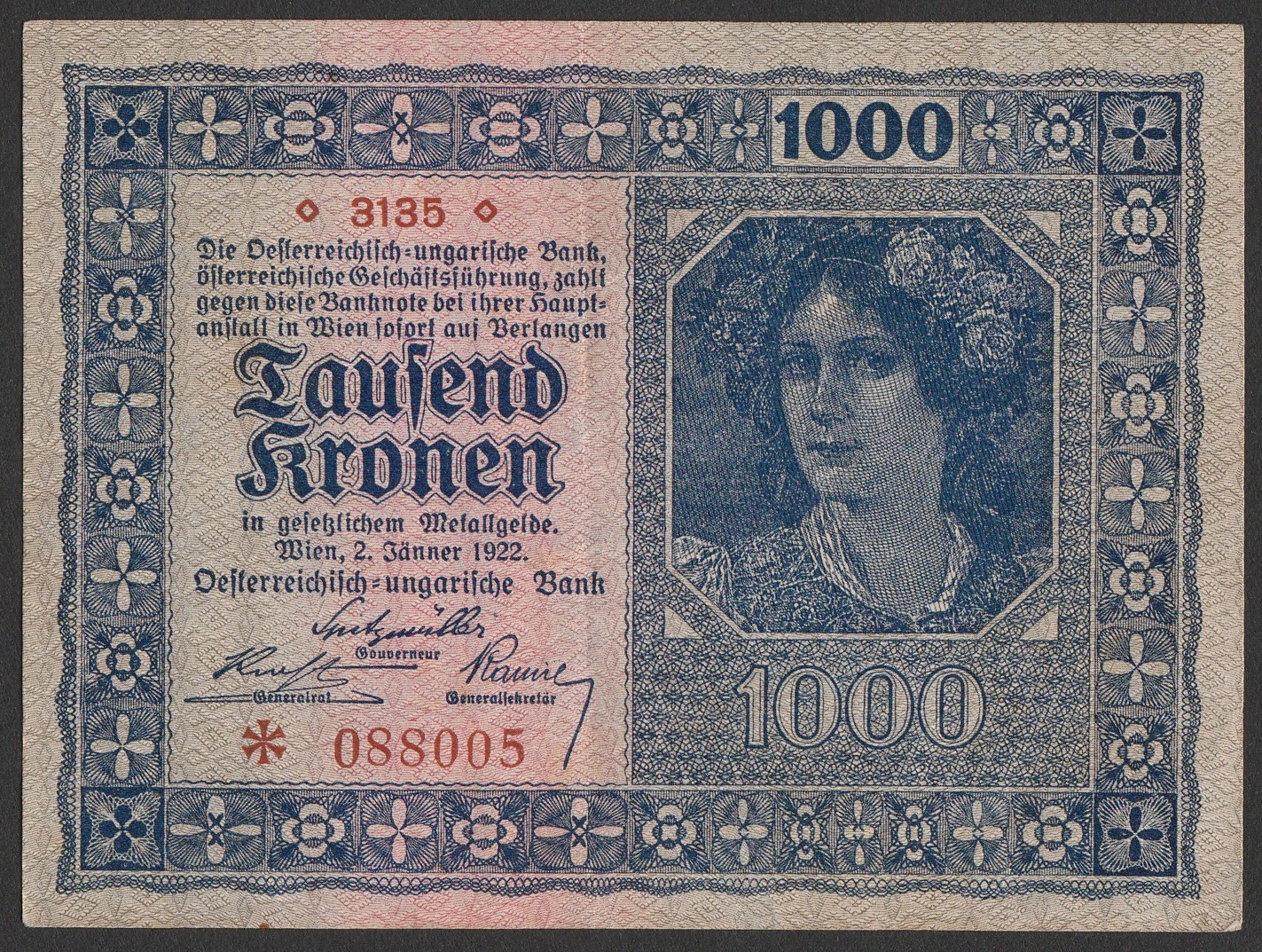 Austria - 1000 koron - 1922 rok