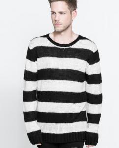ZARA MAN męski sweter w biało-czarne pasy XL - 5570023617 - oficjalne  archiwum Allegro