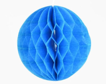 Ozdoba z papieru Kula niebieska 20cm honeycomb