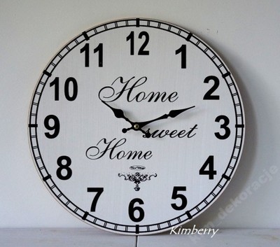 Zegar na ścianę biały z napisem HOME SWEET 33,5cm - 6360982573 - oficjalne  archiwum Allegro