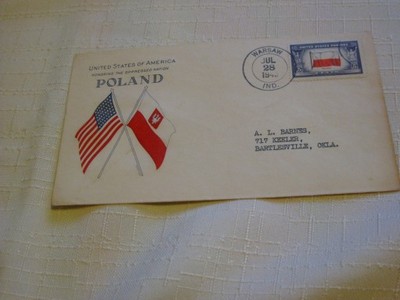 Koperta POLAND- WARSAW 1943 flaga polska i USA - 6675395787 - oficjalne  archiwum Allegro