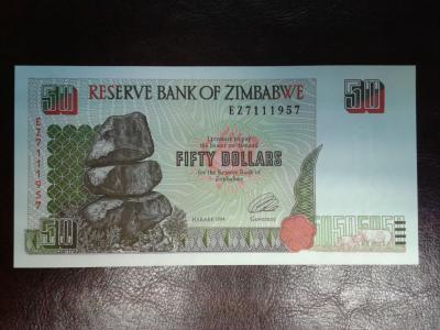 50 DOLLARS - ZIMBABWE 1994   - UNC
