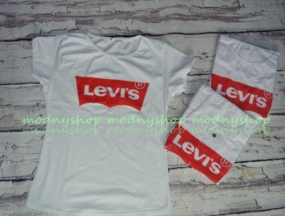 Biała Koszulka damska T-shirt LEVIS czerwona - 6858957384 - oficjalne  archiwum Allegro