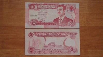 Banknot Irak 5 Dinars (1992) P-80c UNC-