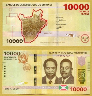 --  BURUNDI 10000 FRANCS 2015 EB P54 UNC