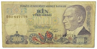 4.Turcja, 1 000 Lir 1970 (1986), P.196, St.3-