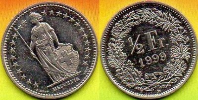 SZWAJCARIA  1/2 Franc 1999 r.