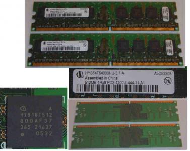 INFINEON 1GB DDR2 SDRAM DIMM, 2x512 MB, PC2,4200U,