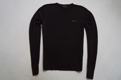 BEN SHERMAN sweter sweterek czarny logowany____S/M
