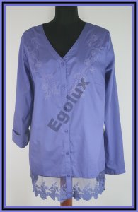 Bluzka koszulowa z dekoltem i koronką chaber R 50