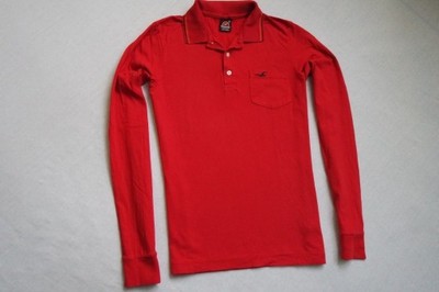 HOLLISTER koszulka polo czerwona logowana fitch__S