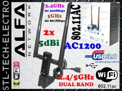 AWUS036AC 2x5dBi RP-SMA DUAL BAND USB 3.0 AC1200