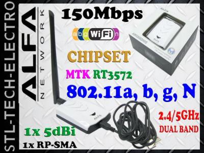 KARTA SIECIOWA WiFi USB 2.0 150Mbps +1xANTENA 5dBi