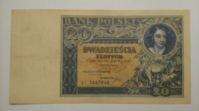 Banknot II RP 20 złotych 1931 seria: DT