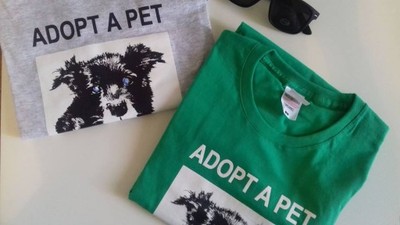 T-shirt ADOPT A PET nie kupuj adoptuj pies M i L