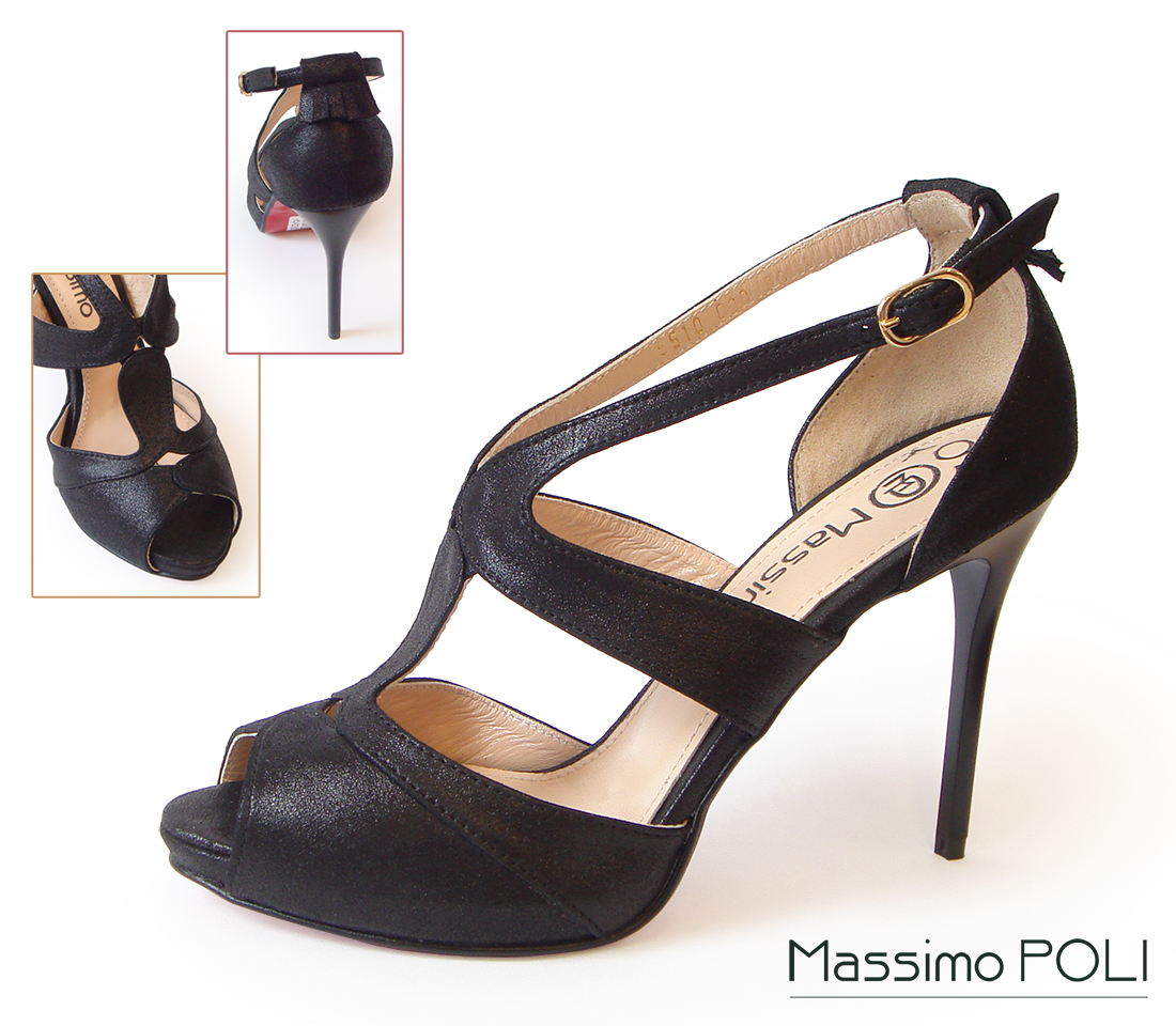 Sandały szpilki Massimo POLI 36 czarna skóra - 7063471164 - oficjalne  archiwum Allegro