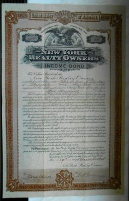 # NEW YORK REALTY OWNERS INCOME BOND # 1908 ROK #