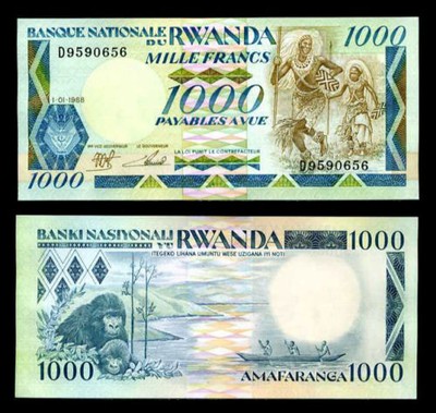 RWANDA - 1000 franków / francs 1988 - P-21 - UNC