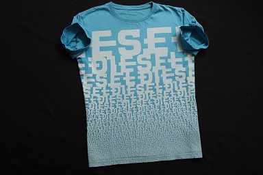 DIESEL koszulka niebieska nadruk t-shirt logo_L/XL