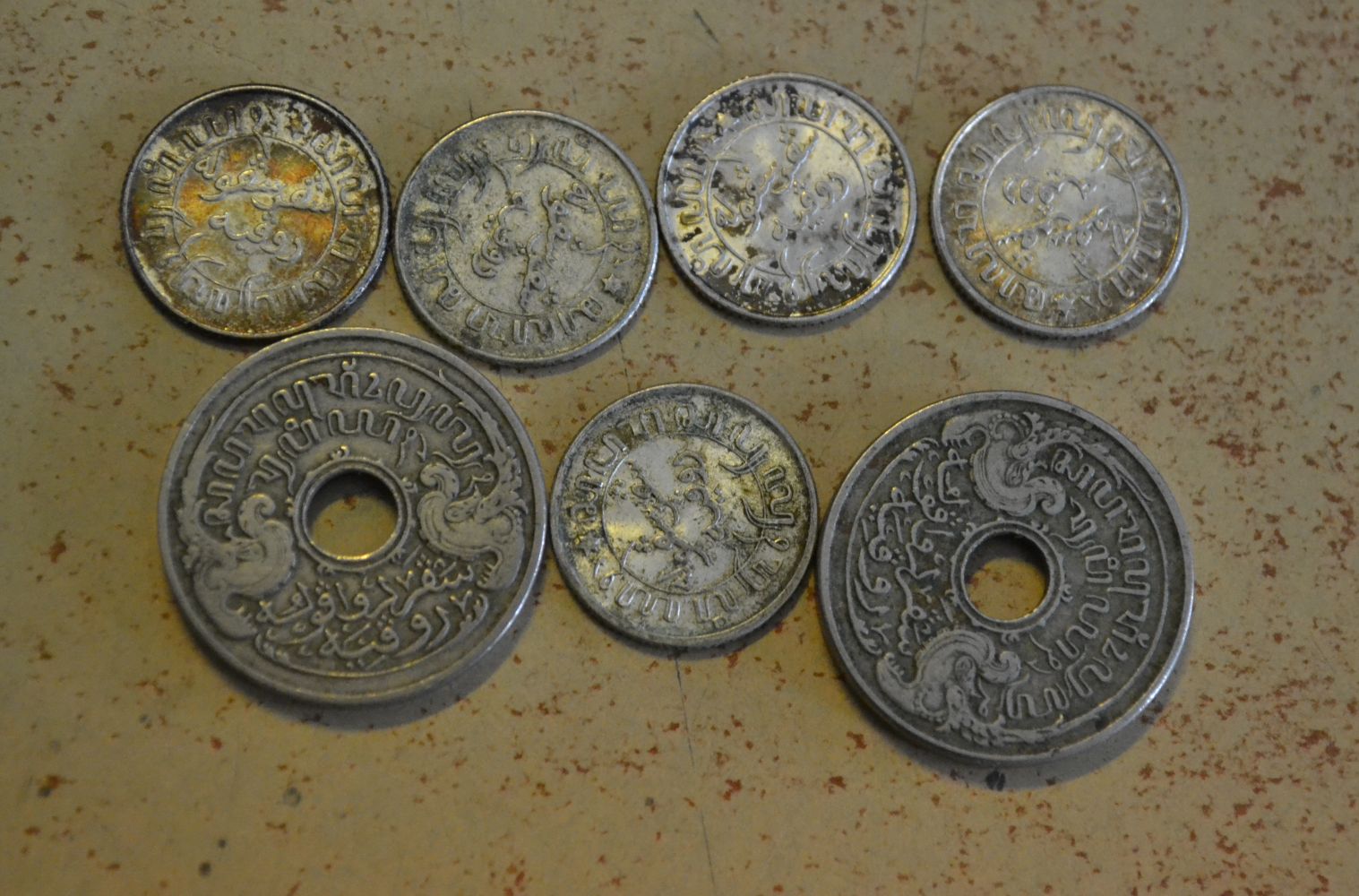 Indie Holenderskie zestaw 7 monet - ( 5x srebro) 