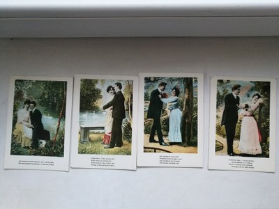 4 pocztówki reprodukcje, 1976