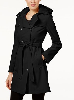 CALVIN KLEIN    Hooded Belted Raincoat ROZ.S USA