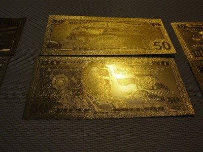 Złoty Banknot 24 k 50 Dolarów