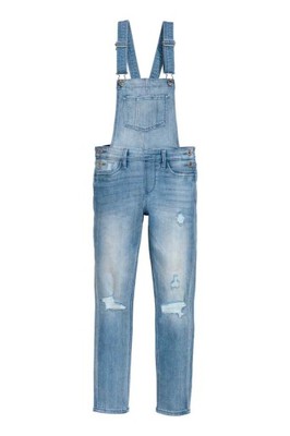 H&M spodnie ogrodniczki dżinsowe dziury 134 - 6982167358 - oficjalne  archiwum Allegro