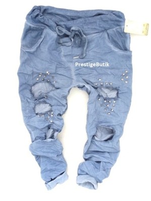Włoskie  jeansy dresowe dziury baggy ćwieki dżety