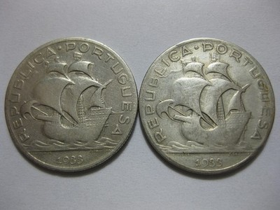 Portugalia - zestaw 2 x 5 Escudos 1933 r.