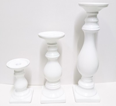 Świecznik ceramiczny 27 cm biały - 6704464673 - oficjalne archiwum Allegro