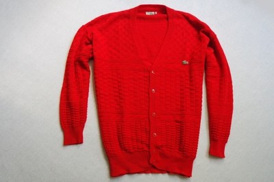 LACOSTE sweter sweterek czerwony kratka logo____XL