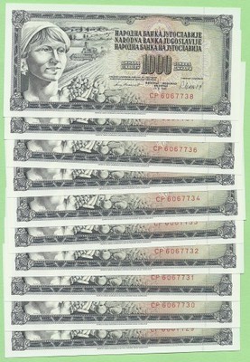 Jugosławia , 10 x 1000 Dinara 1981 , P92d , UNC