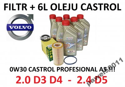 Filtr + Olej Volvo D3 D4 D5 S60 V60 Xc60 Xc70 C30 - 6253643713 - Oficjalne Archiwum Allegro