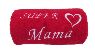 Ręcznik 50x100 z haftem SUPER MAMA  prezent