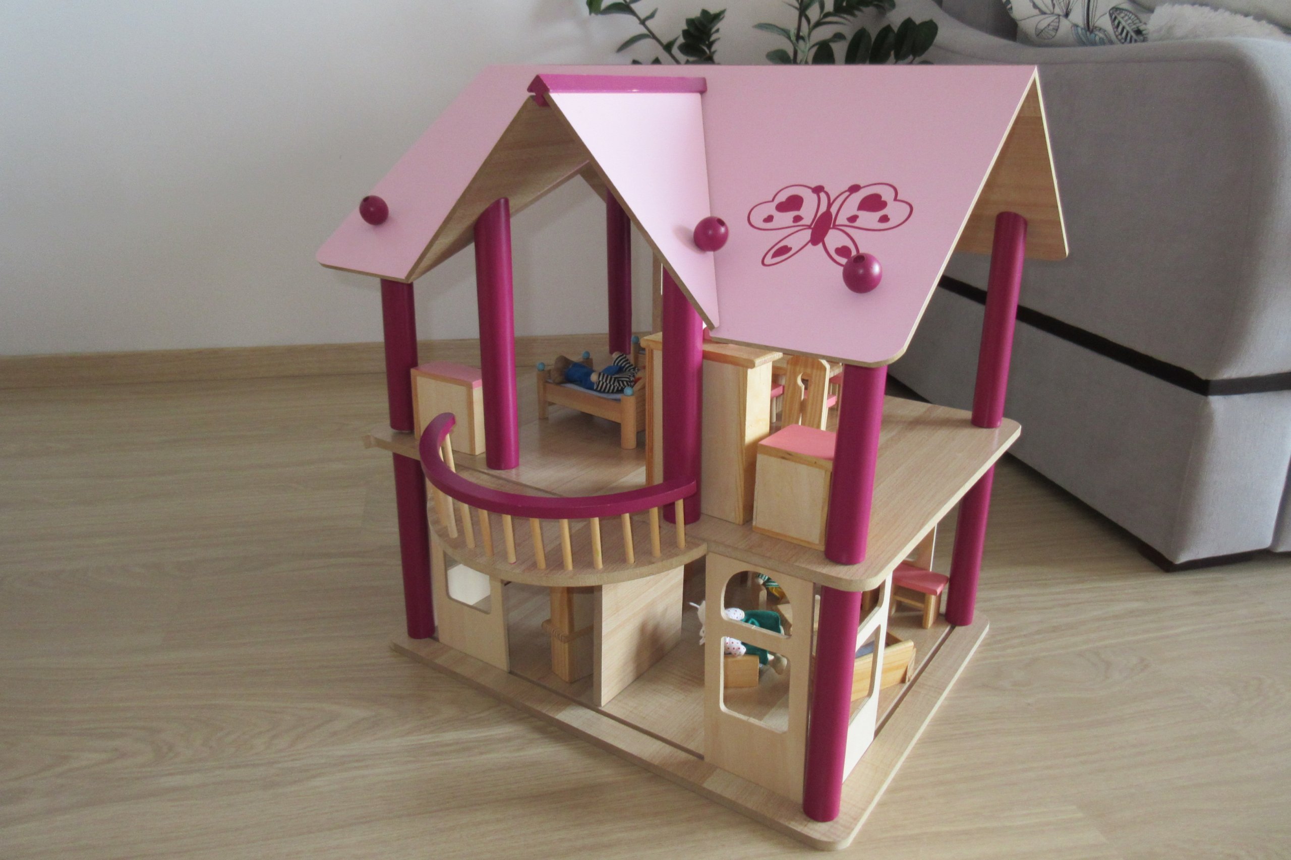 EICHHORN duży domek drewniany dla lalek z meblami - 7036284051 - oficjalne  archiwum Allegro