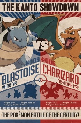 Pokemon Blastoise vs Charizard - plakat 61x91,5