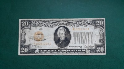 20 dolarów USA 1928 Gold Certificate