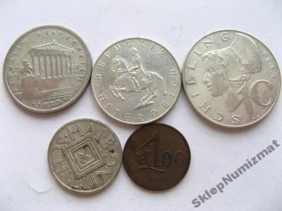 Zestaw 5 monet stara Austria