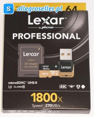 Karta pamieci Lexar microSDHC 64GB 1800x UHS-II U3
