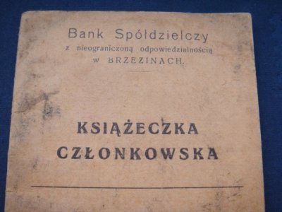 KSIAZECZKA CZŁONK BANK SPÓŁDZIELCZ .BRZEZINY 1928r