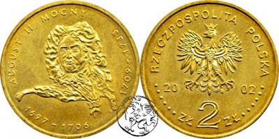 III RP, 2 złote, 2002, August II Mocny