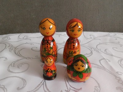 Drewniane  cztery figurki ROSJA