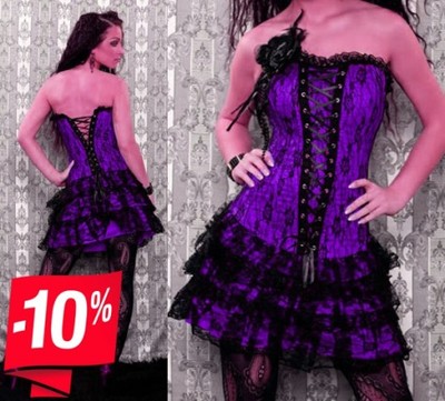 FIOLETOWY GORSET sukienka FLAMENCO XL+BROSZKA -10%