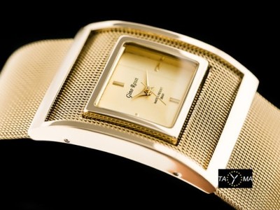 Złoty damski zegarek na szerokiej bransolecie GINO - 5964557419 - oficjalne  archiwum Allegro