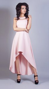 34(XS) pudrowy róż sukienka maxi długa KM-1961 - 6097214113 - oficjalne  archiwum Allegro