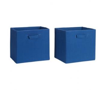 Komplet 2 szuflad z płótna niebieskie 33x36x27 cm